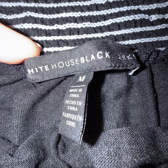 White House Black Market Black Off-Shoulder Blouse with White Embroidery Size M - Picture 7 of 9